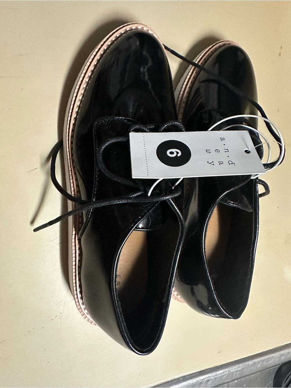 Aldo Black Patent Lace-Up Platform Oxfords